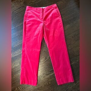 J. Crew Kate Cotton Stretch Straight Leg Velvet Pants Size 10 Dragonfruit color